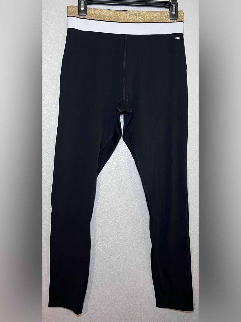 PINK Victoria's Secret Black Leggings with White Waistband